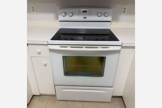 Product Installed – White Electric Stove + Washer Top Load + Dryer Standard