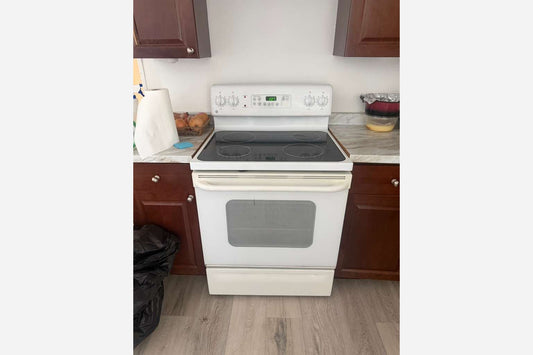 Product Installed – White Top and Bottom Refrigerator + White Electric Stove