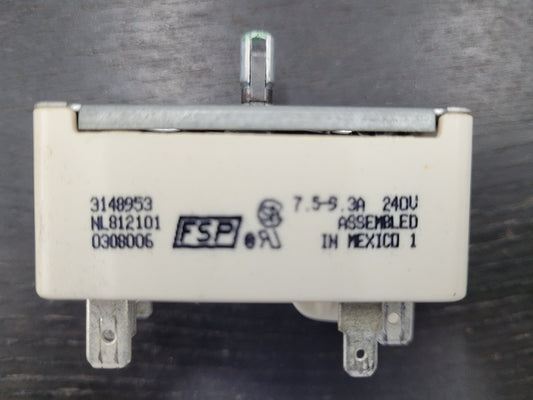 Whirlpool Range Burner Infinite Control Switch 3148953 PS336886 AP3029710