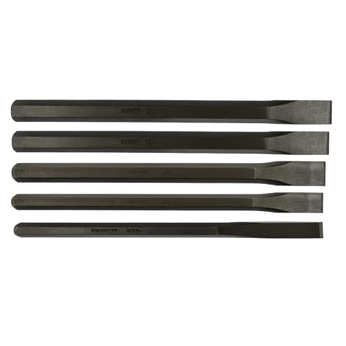 Mayhew 61512 Hardened Steel Long Cold Chisel Set, 5-Piece,Black