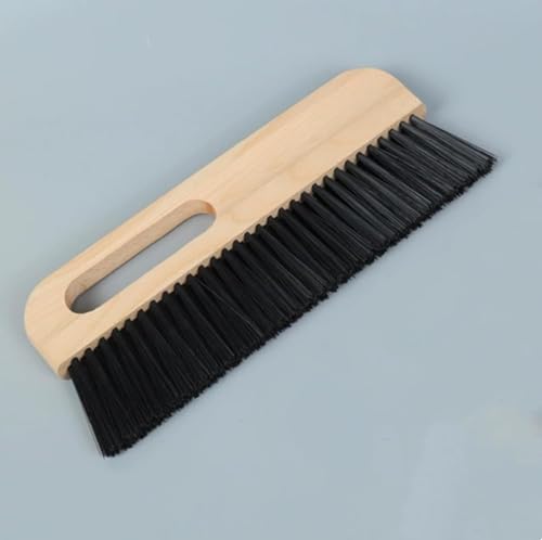 2Pcs Large Concrete Brush, 11.8 inch Long Thick Horsehair Cleaning Brush Tool, Masonry Concrete Broom Hand Brush, dust Removal Brush, Soft Black Horsehair Fiber, with Comfortable Wooden Handle
