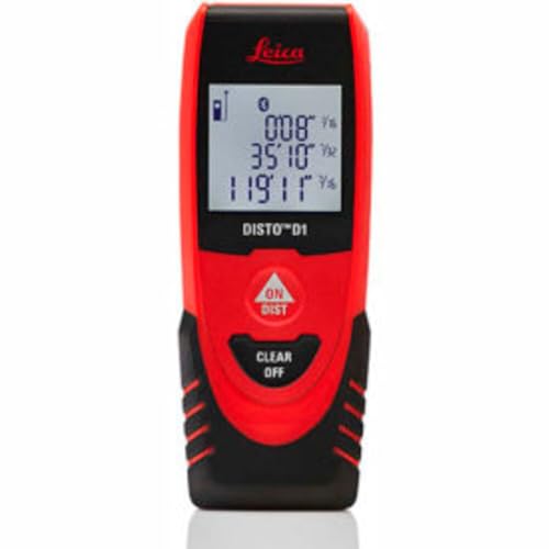 Leica Geosystems DISTO D1 120ft Laser Distance Measure with Bluetooth 4.0, Black/Red