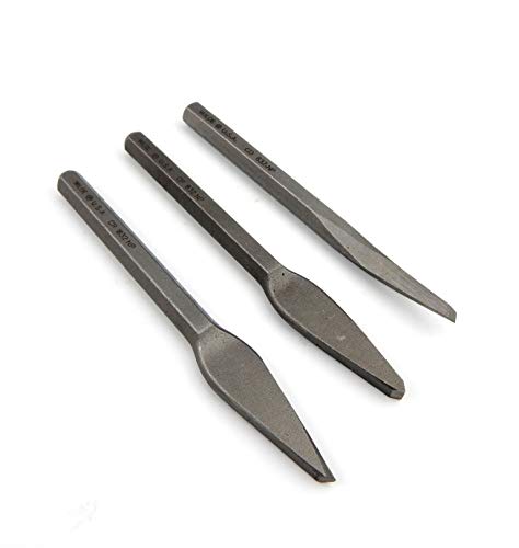 Bowers Tool Co. 3pc 5/32 Diamond 1/4in Cape and Round Chisel Set w Pouch MADE IN USA