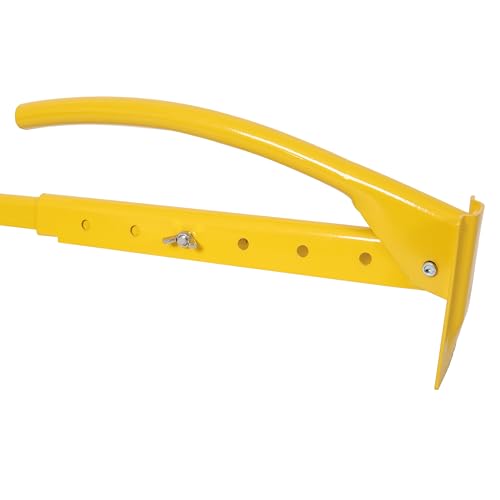 Adjustable Brick Tongs Heavy Duty Brick Carrier Tool Paver Lifting Clamp with 26 Inch Jaw Width Yellow Powder Coated Steel Construction for Masonry Bricklaying and Hardscape Projects