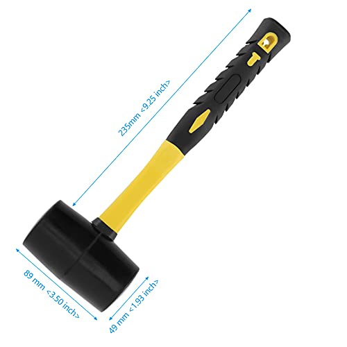 3 PCS 16 OZ Black Rubber Mallet Hammer, Rubber Mallet with Non Slip Handle for Camping, Woodworking and Flooring
