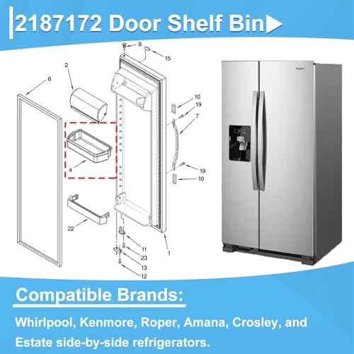 2 PACK 2187172 Refrigerator Door Shelf Bin for Fri