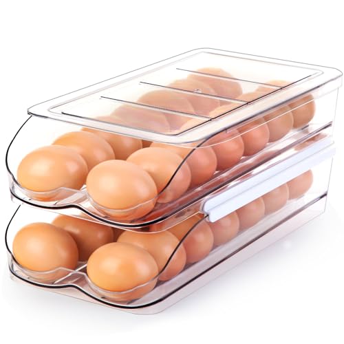 RoskDeewat Egg Holder for Fridge, Automatic Rollin