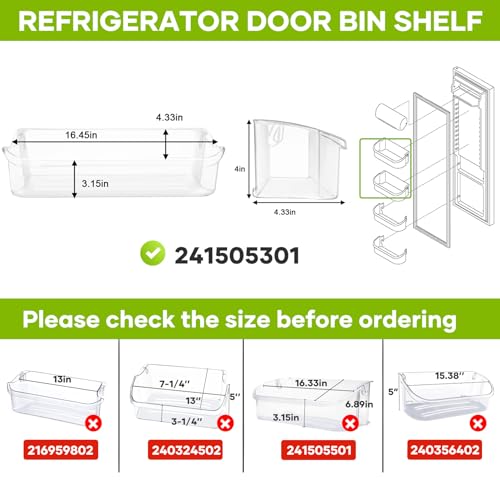 UPGRADED 241505301 Refrigerator Door Shelf Bin Com