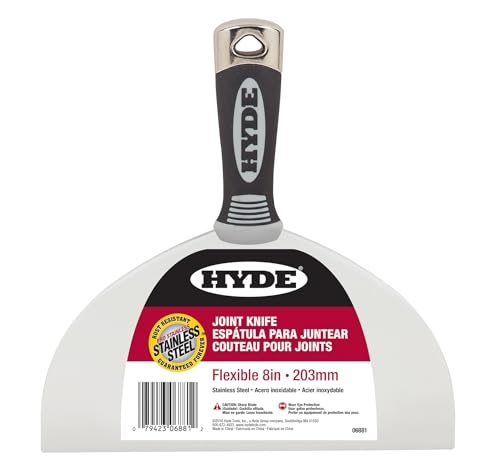 Hyde 4, 5, 6, and 8 Inch Pro Stainless, Flexible, One-Piece, Rust Resistant, Metal Joint Knife with Hammerhead End & Ergonomic Comfort Grip Handle, Versatile in Many Home Improvement Tasks, 06893