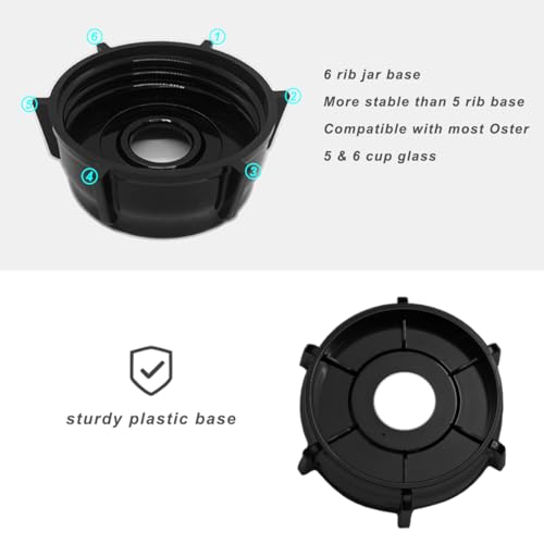 for Oster Blender Replacement Parts Blender Ice Crusher Blade with 2 Jar Base Cap and 4 Rubber O Ring Sealing Ring Gasket