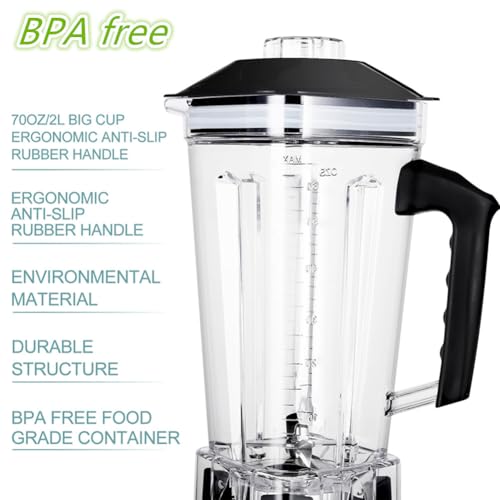 70-Ounce BPA Free Container for Blender, Large Size replacement Jar with Blade and Lid, Suibable for Yanike Blender