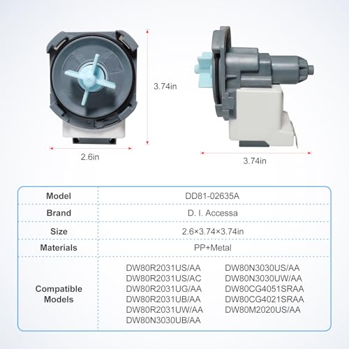 DD81-02635A B20-3A01 Dishwasher Drain Pump Assembl