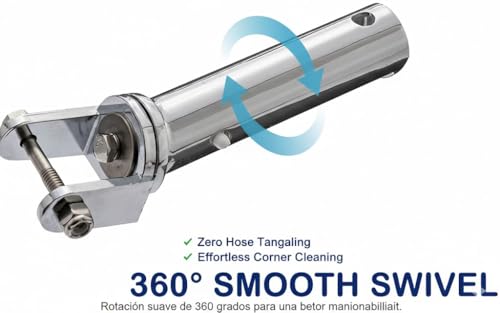 Metal Pool Vacuum Head Replacement Handle with 360° Swivel Pole Attachment