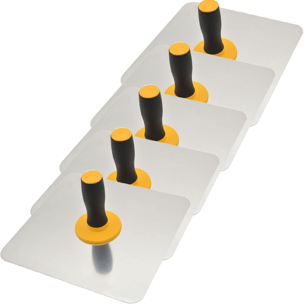 ESreake 5 Packs Aluminium Plastering Hawk with Soft Grip Handle, Plaster Mortar Board Holder Finishing Plastering Tool for Cement, Mortar, Drywall (5, 11.8"x11.8")