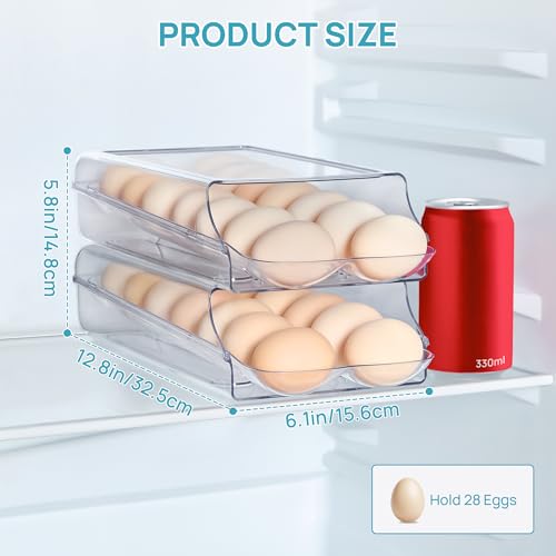 Vtopmart 2 Pack Egg Holder for Fridge, Automatic R