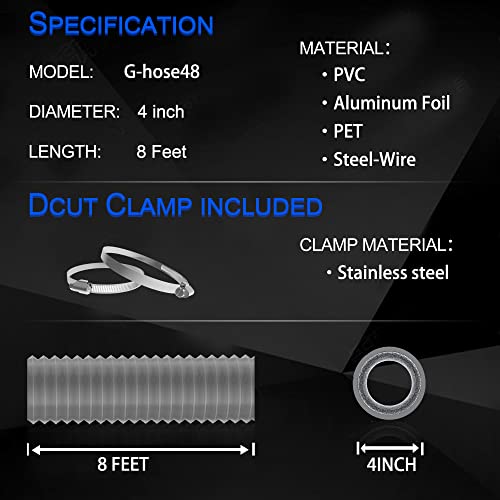 TEAIERXY 4 Inch 8FT Dryer Vent Hose,Flexible Insul