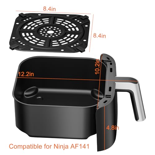 Air Fryer Basket and Crisper Tray for Ninja AF141,Air Fryer Replacement Parts for Ninja AF141,Non-Stick 5QT Replacement Basket