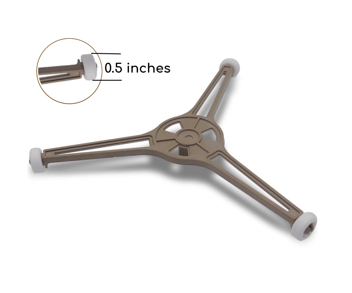 1-Pack Microwave Oven Flat Turntable Ring Roller Glass Plate Tray Triple Arm Rotating Support Holder with Wheels Rotating Ring Roller Replacement Arm - Length 3.54" / 9 cm Microwave Plate Replacement