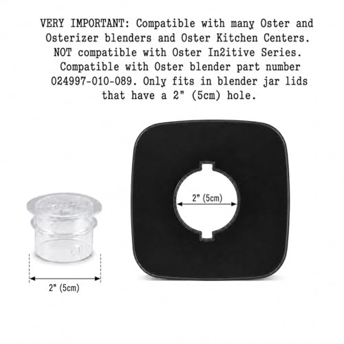 Univen Blender Lid Filler Cap Compatible with Oster and Osterizer Blenders Jar Lids with 2" (5cm) Hole Made of Strong Clear Plastic