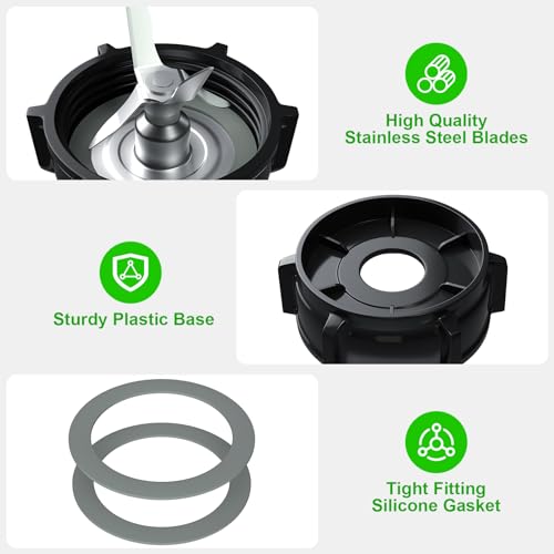 Replacement Parts for Oster Blender Blade Compatible with Oster Blender with ABS Plastics Jar Base Cap and 2 Rubber O Ring Seal Gasket Kit for Oster Blender Replacement Parts