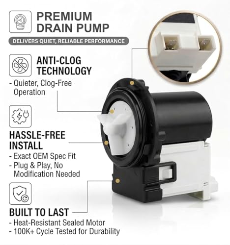 OEM Quality Washer Drain Pump For LG WM4370HKA,WM2801HRA, WM8000HWA,WM2140CW, WM2277HS,WM3477HW