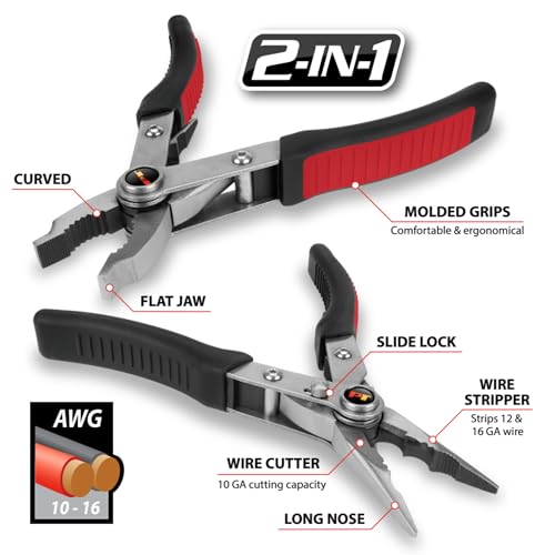 Performance Tool W1105 Side Locking 4-in-1 Dual Jaw Quick Pliers