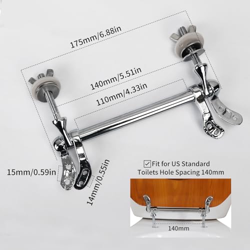 Meaferks Toilet Seat Hinges, Resistant Chrome Finish, Fixed 140mm Standard Toilets Hole Distance, Easy Installation, Replacement Parts for Wood Toilet Seats (MFH01)
