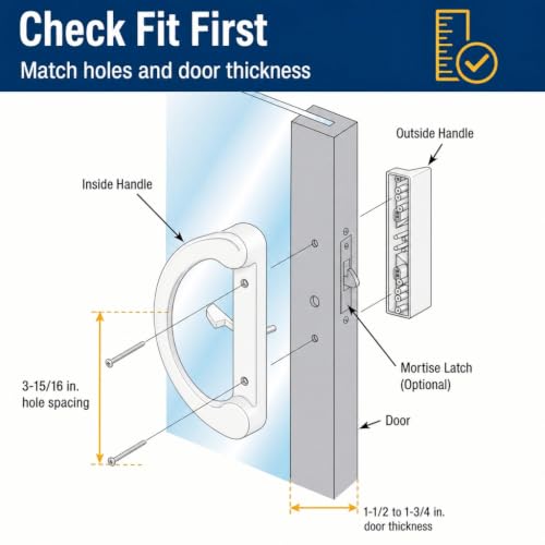 PRIME-LINE Mortise Sliding Patio Door Handle Set, Non-Keyed