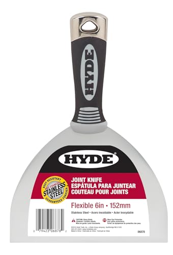 Hyde 4, 5, 6, and 8 Inch Pro Stainless, Flexible, One-Piece, Rust Resistant, Metal Joint Knife with Hammerhead End & Ergonomic Comfort Grip Handle, Versatile in Many Home Improvement Tasks, 06893