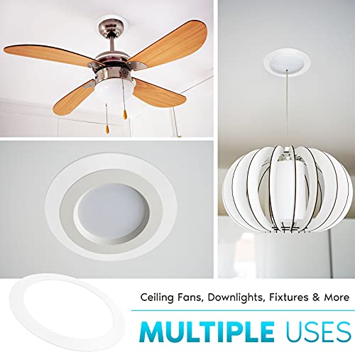 Luxrite 6 Pack White Goof Trim Ring for 5/6 Inch Recessed Lights and Ceiling Light Fixtures, Outer Diameter 8 Inches, Inner Diameter 6.14 Inches, Metal Construction, Cover Damaged or Messy Ceilings
