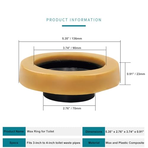 Heavy-Duty Butter Wax Ring Kit - Complete Toilet Flange Set with Reinforced Bolts for 3" & 4" Pipes (Butter Wax Ring)