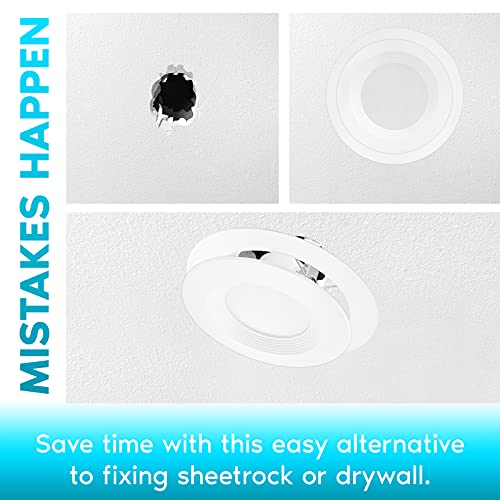 Luxrite 6 Pack White Goof Trim Ring for 5/6 Inch Recessed Lights and Ceiling Light Fixtures, Outer Diameter 8 Inches, Inner Diameter 6.14 Inches, Metal Construction, Cover Damaged or Messy Ceilings