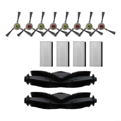 Robot Vacuum Replacement Parts Set Including Main Roller Brush Side Brushes Filters Compatible with Robot Vacuum Cleaner Accessories Black 14 Pieces