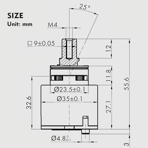 K35A Faucet Cartridge of Kerox, Replacement Cartridge Compatible with La Torre, Gerber, Danze & Moen, Single Lever Shower Tub Repair, KN35A 35mm 1 3/8" Mixer Tap Cartridge Replacement (1 Pack)