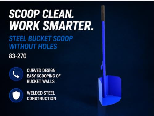 Bon Steel Bucket Scoop Without Holes – Heavy Duty Welded Steel Scoop with Clip-On Handle for Easy Material Handling and Bucket Storage