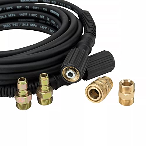 Kärcher 25' High Pressure Extension Hose for Pressure Washers up to 3600 PSI - with Adapters Included - Quick Connect or M22 Fitting