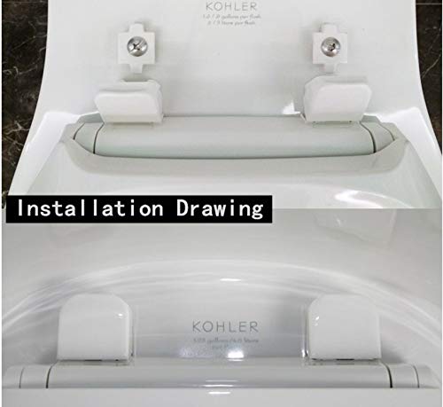 Toilet Seat Hinge Kit for Elongated Toilet Seat Compatible with Kohler 1150464-0, Slow and Quiet Close Design, White