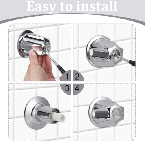 AHANDMAKER 3Pcs Bathtub Shower Knobs Replacement, Universal Faucet Control Handle Hot Cold & Diverter Handle Set Metal Tub Knob Replacements for Easy Bathroom Remodel