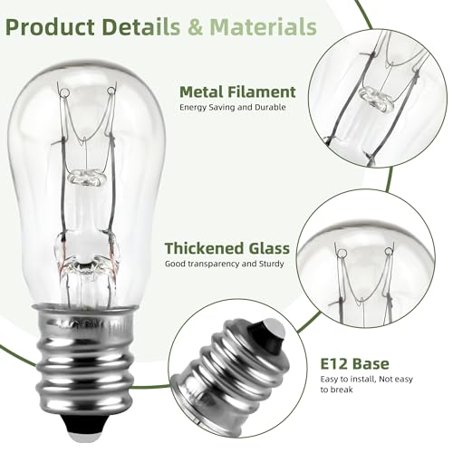 2 Pack E12 Dryer Drum Light Bulb Replacement WE05X20431, 10W, 120V