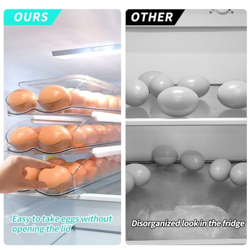RoskDeewat Egg Holder for Fridge, Automatic Rollin