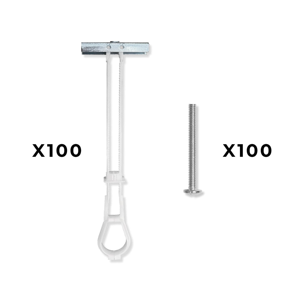 TITAN ANCHORS 100-Pack 1/4"-20 Heavy Duty Quick Toggle Anchors with Bolts Set, for Drywall, Metal Studs, and Concrete Block, Holds 260+ Lbs., 100 Toggles + 100 Bolts