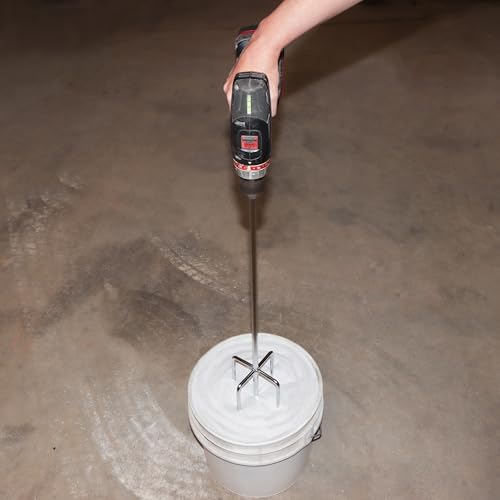 ABN Mortar and Paint Mixer Drill Attachment, 24 Inch Box Paddle with 5 Inch Head for 1 to 5 Gallon Buckets, Chrome Plated Stirrer for Thinset, Grout and Cement