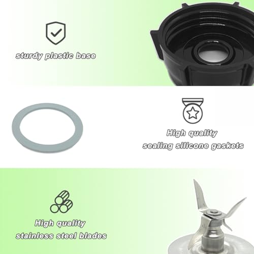 for Oster Blender Replacement Parts Blender Ice Crusher Blade with Jar Base Cap and Two Rubber O Ring Sealing Ring Gasket, Compatible with Oster Osterizer Blenders Accessories