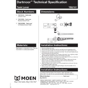 Moen Dartmoor Brushed Nickel 3" Metal Decorative Replacement Toilet Tank Flush Lever, YB2101BN