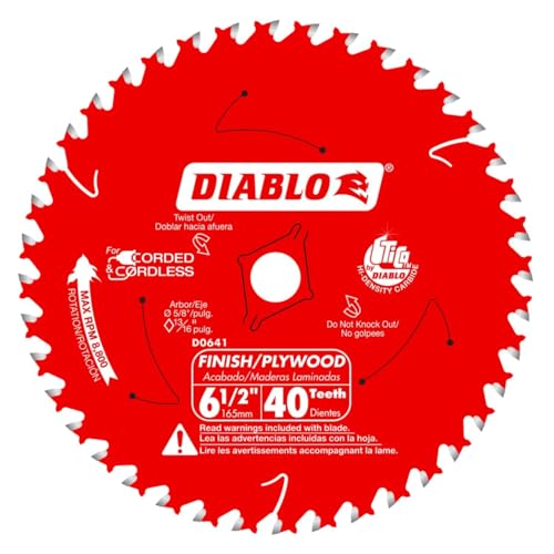 Diablo Finish Trim Saw Blade - 6-1/2" Dia, 40-Teeth, 5/8" Arbor