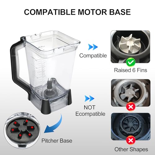 Replacement Pitcher for Ninja Blender 72OZ XL Cups Replacement, Replacement Parts Accessories Vaso de Licuadora Ninja for Blender BL610, BL610BRN, BL610C, BL710WM, CO610B, CO650B, CT610 ect.