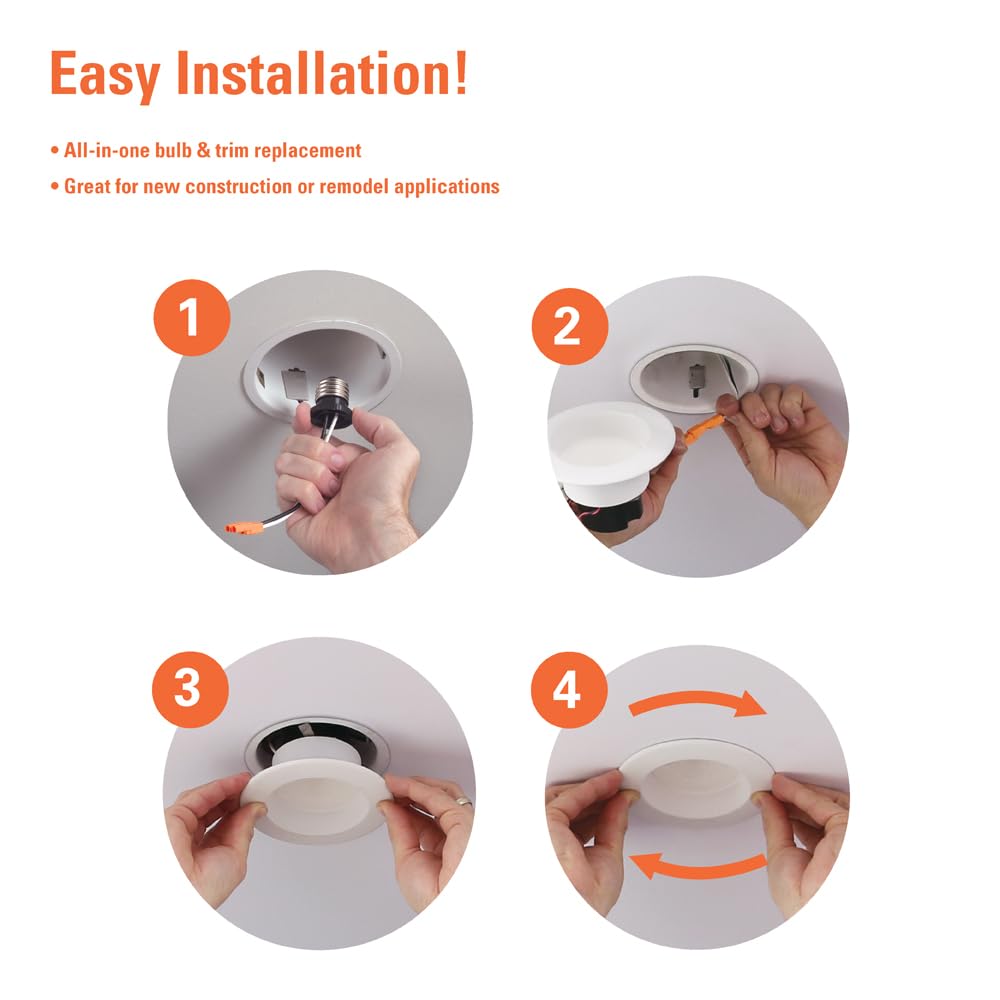 HALO LT 4 inch LED recessed Can Light Trim, 5 CCT, Dimmable, 700lm 6PK