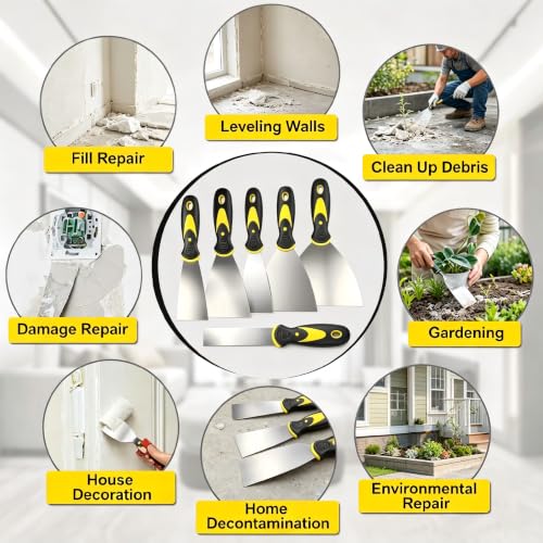 5pcs Putty Knife Scraper Spackle Knife Tool for Repairing Drywall