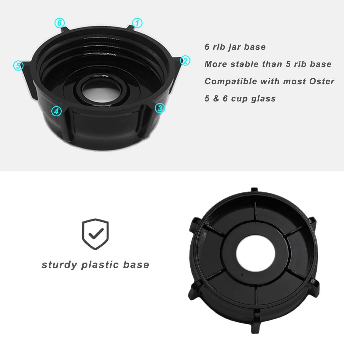 for Oster Blender Replacement Parts Blender Ice Blade with Jar Base Cap and Two Rubber O Ring Seal Gasket Accessory Refresh Kit