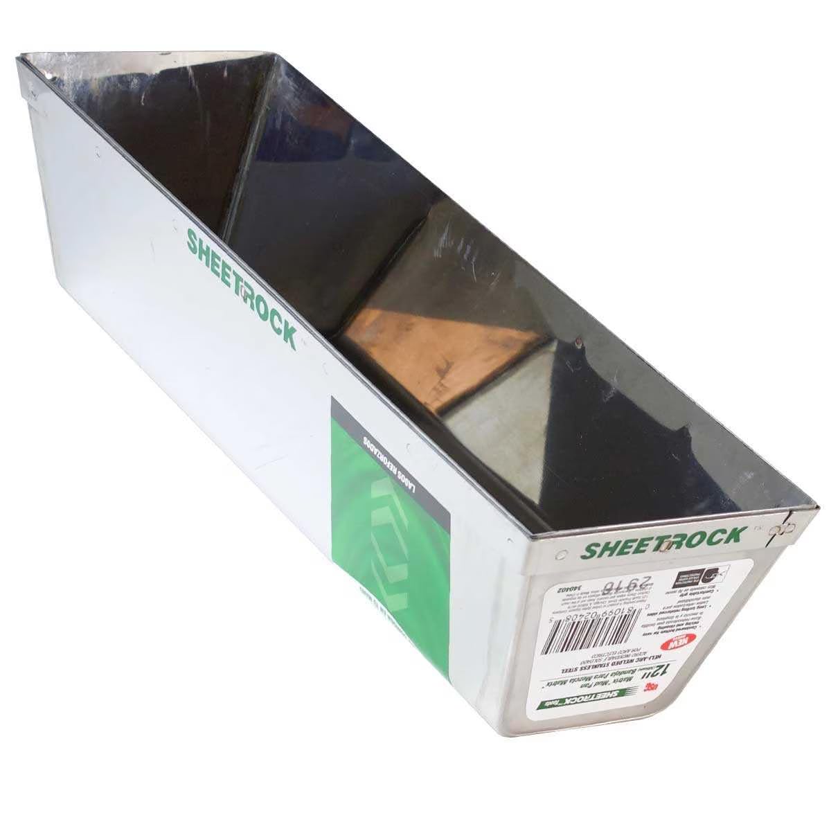USG Sheetrock Tools 12" Matrix Stainless Steel Drywall Mud Pan with Reinforced Band, Rust-Resistant Joint Compound Pan for Drywall Taping, Texturing and Finishing
